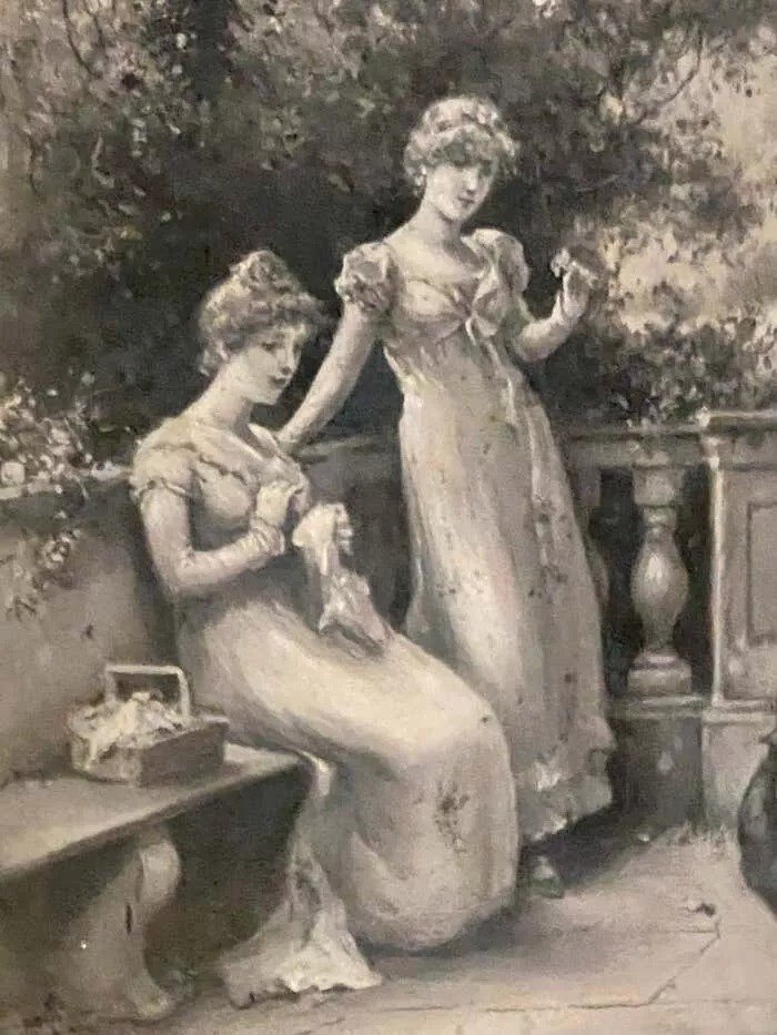 A Pair Of Eva Hollyer (1865-1948) British. Grisaille, Oil On Canvas, Paintings-photo-8