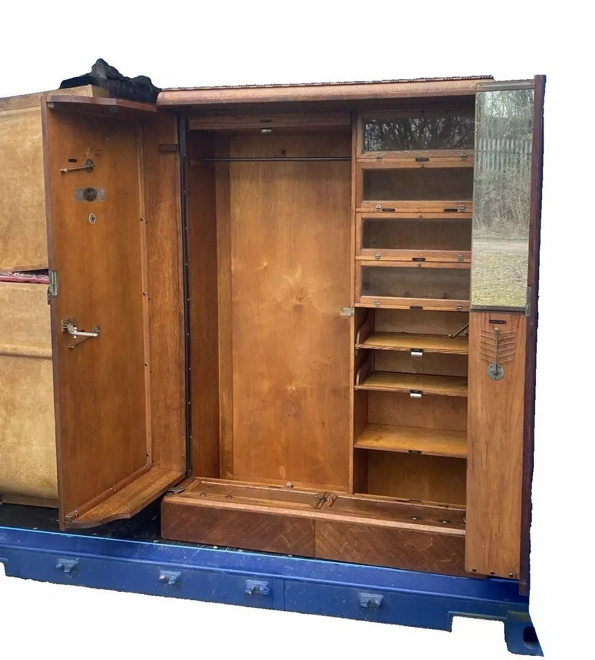 Art Deco Oak Gentleman's Compactum Wardrobe Circa 1920's Superb Example-photo-3