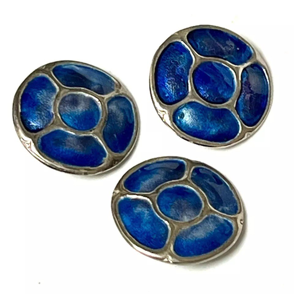 Arts & Crafts Cased Set Of Silver And Enamel Buttons-photo-1