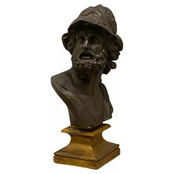 Buste En Bronze De Ménélas, Roi De Sparte - Grand Tour, Circa 19ème Siècle-photo-4