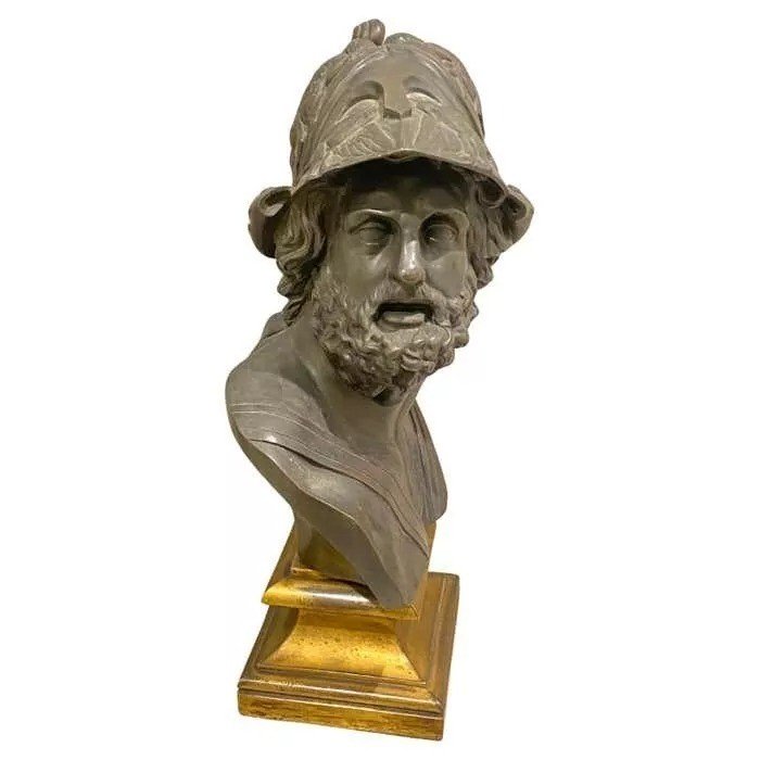 Buste En Bronze De Ménélas, Roi De Sparte - Grand Tour, Circa 19ème Siècle