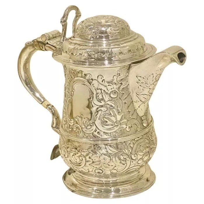 George II Sterling Silver Lidded Tankard With Spout London 1744-photo-1