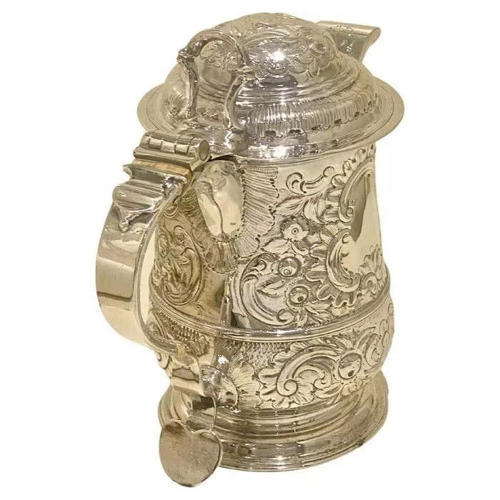 George II Sterling Silver Lidded Tankard With Spout London 1744-photo-4