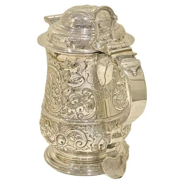 George II Sterling Silver Lidded Tankard With Spout London 1744-photo-5