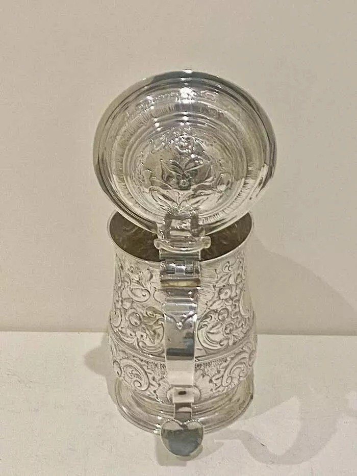 George II Sterling Silver Lidded Tankard With Spout London 1744-photo-7