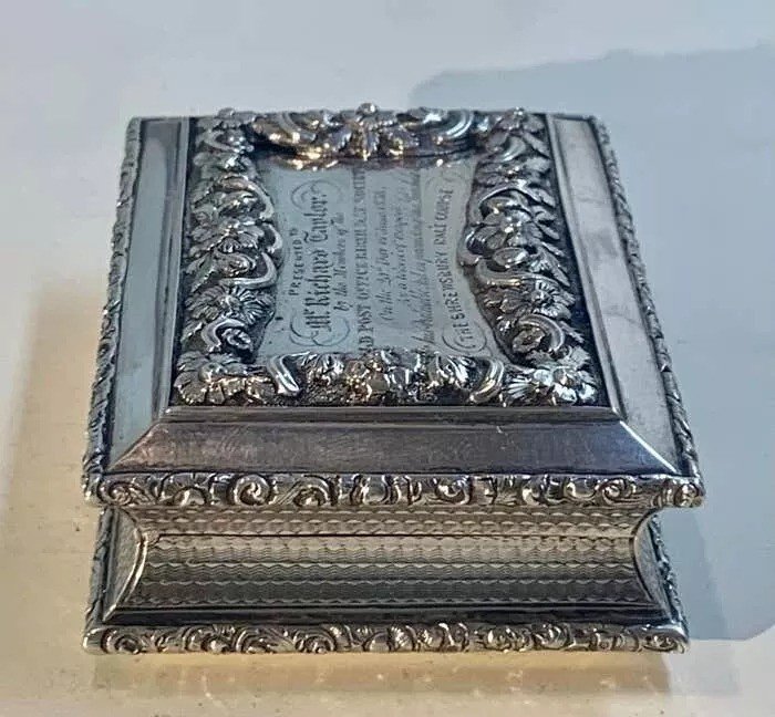 Georgian Solid Sterling Silver Table Snuff Box Hm, 1836-photo-2