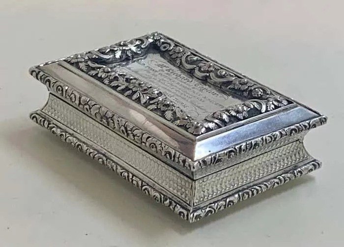 Georgian Solid Sterling Silver Table Snuff Box Hm, 1836-photo-1