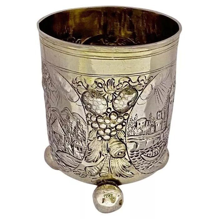 German Silver Beaker, Makers Mark Sbf, Nuremburg, Circa 1670-photo-2