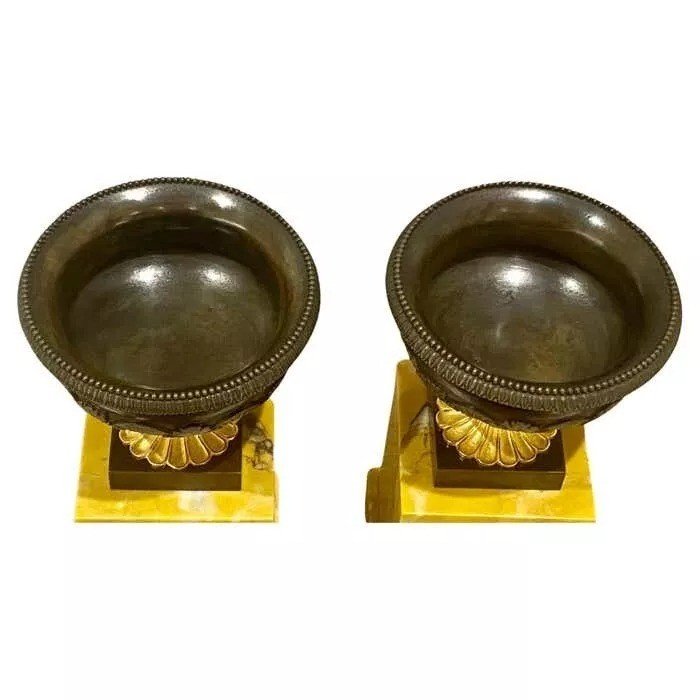 High Quality Pair Of Regency Bronze & Sienna Marble Tazza Circa 1820's-photo-3