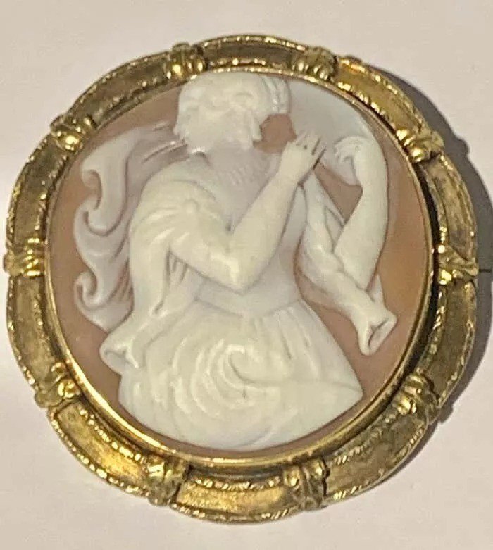 Grande Broche Camée Victorienne De Haute Qualité Avec Monture En Or 15ct-photo-1