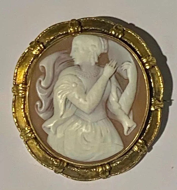 Large High Quality Victorian Cameo Brooch Superb 15ct Gold Frame-photo-3