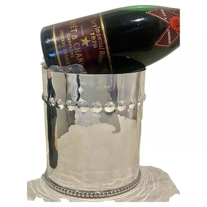 Mid-century Modern Brandimarte 800 Solid Silver Champagne Ice Bucket 1960's-photo-1