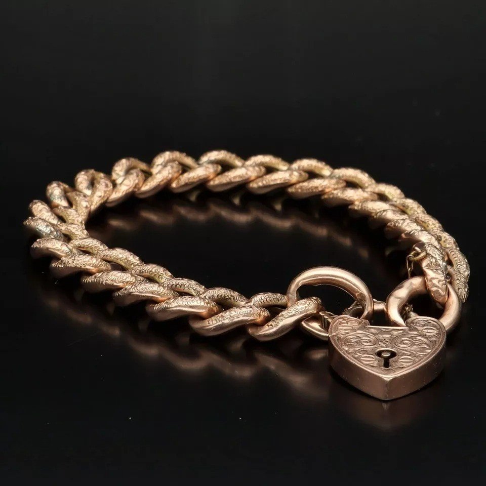 Bracelet Victorien En Or Rose 9ct Gravé-photo-4