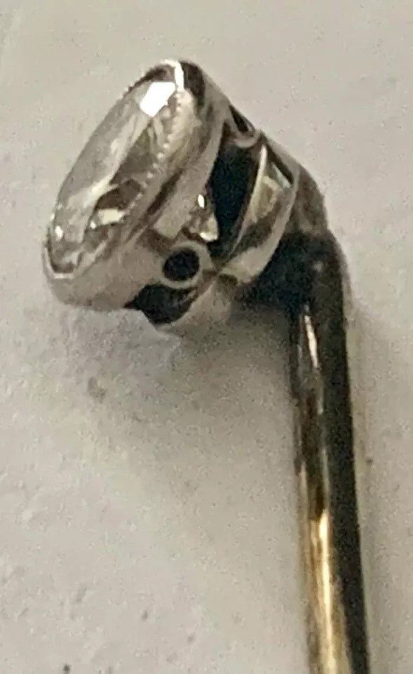 Victorian Old Brilliant Cut 0.45 Carat Diamond Stickpin In 18kt Gold-photo-4