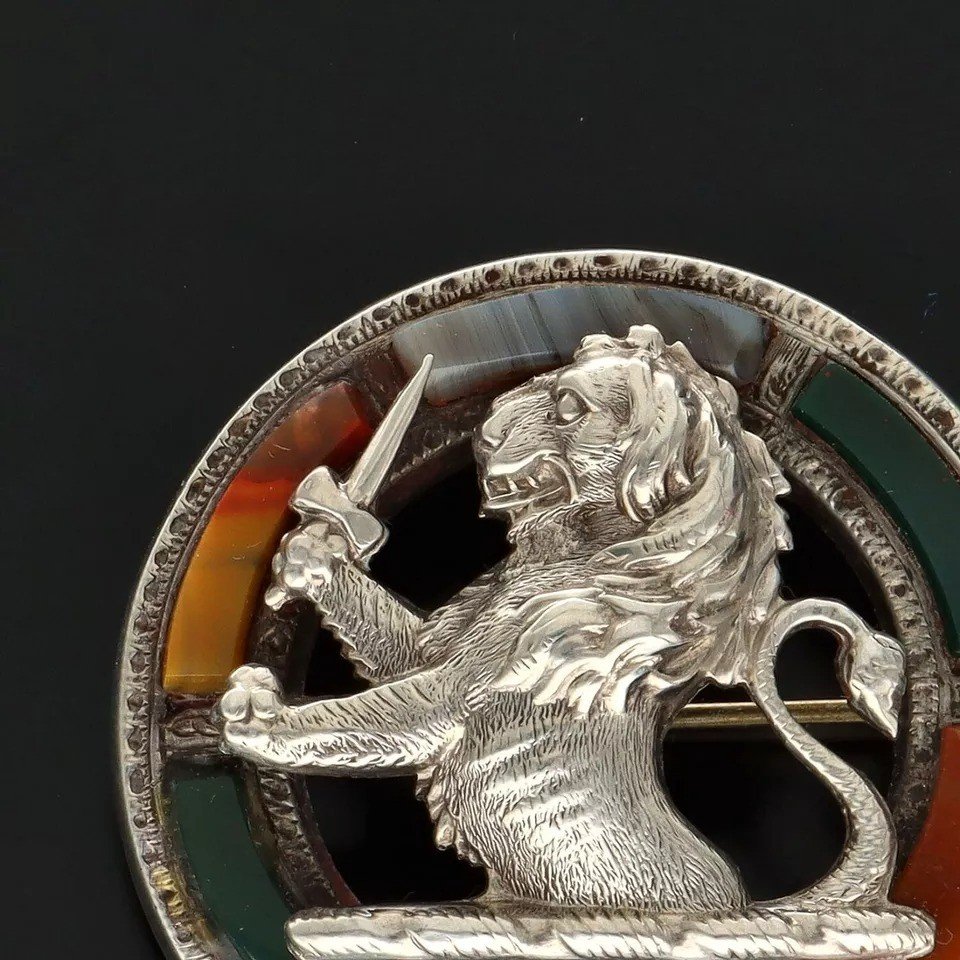 Victorian Scottish Silver And Agate Brooch-photo-4