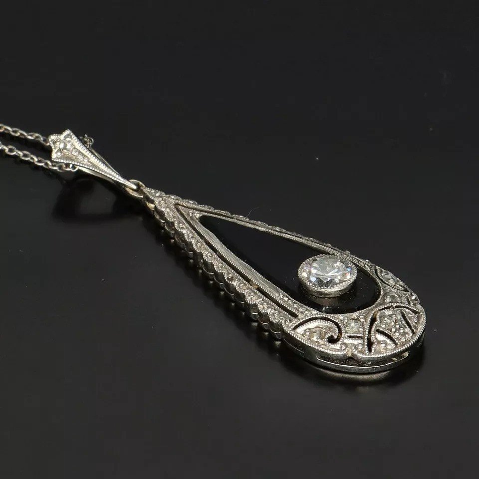 Collier Victorien En Argent Avec Chaîne De Livre Et Pendentif-photo-1