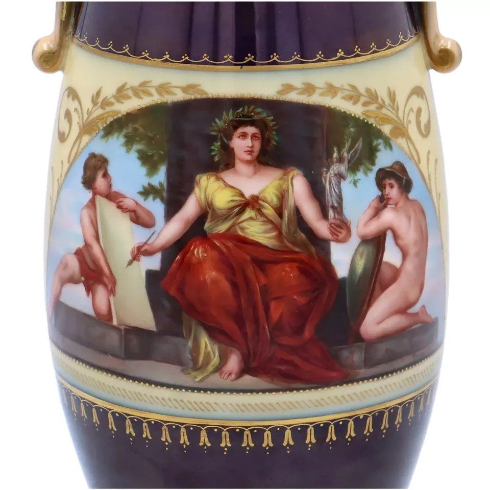 Vienna Porcelain Urn Vase Hand Painted-photo-1