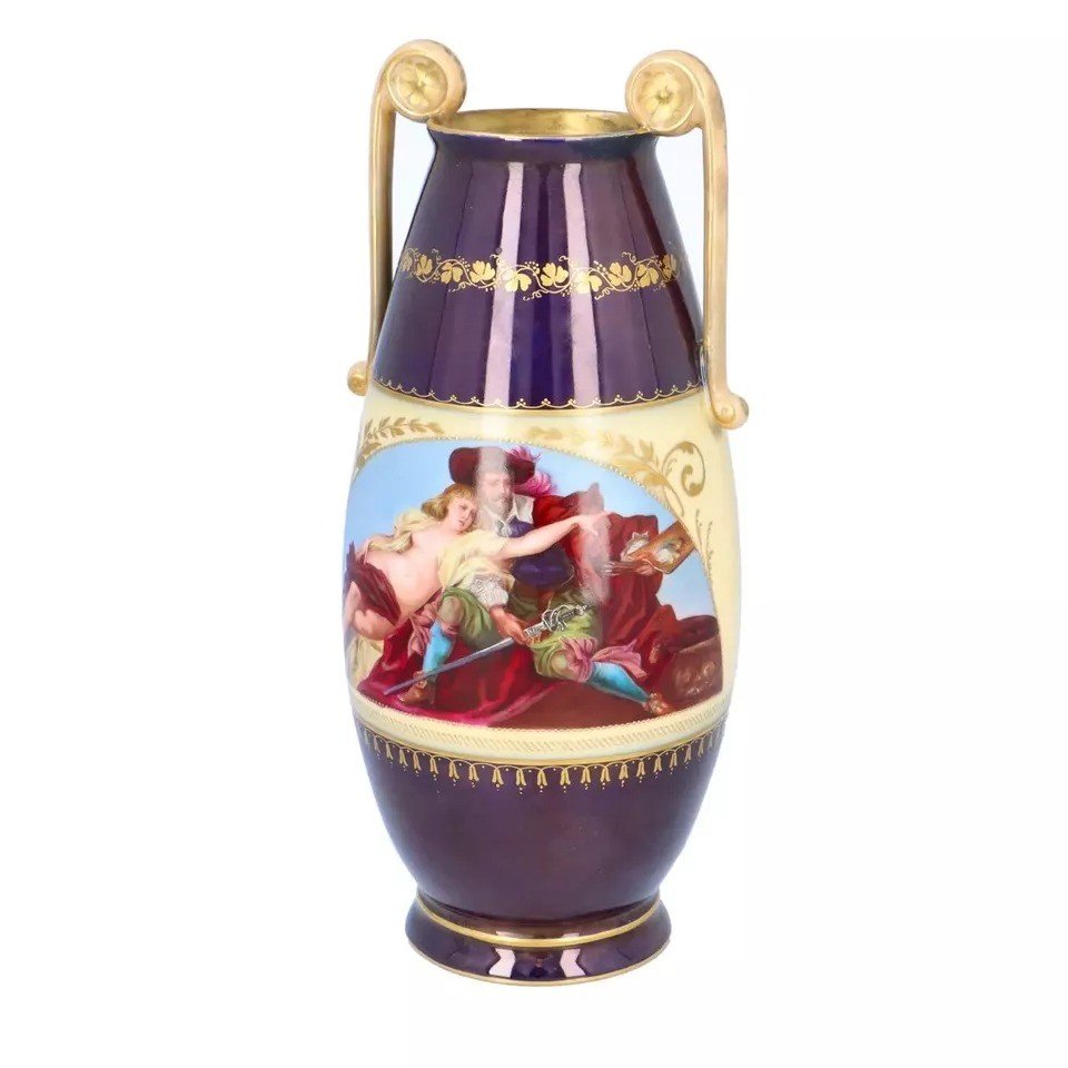 Vienna Porcelain Urn Vase Hand Painted-photo-5