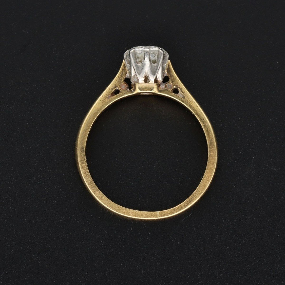 Edwardian 18ct Gold Diamond Solitaire Ring-photo-1