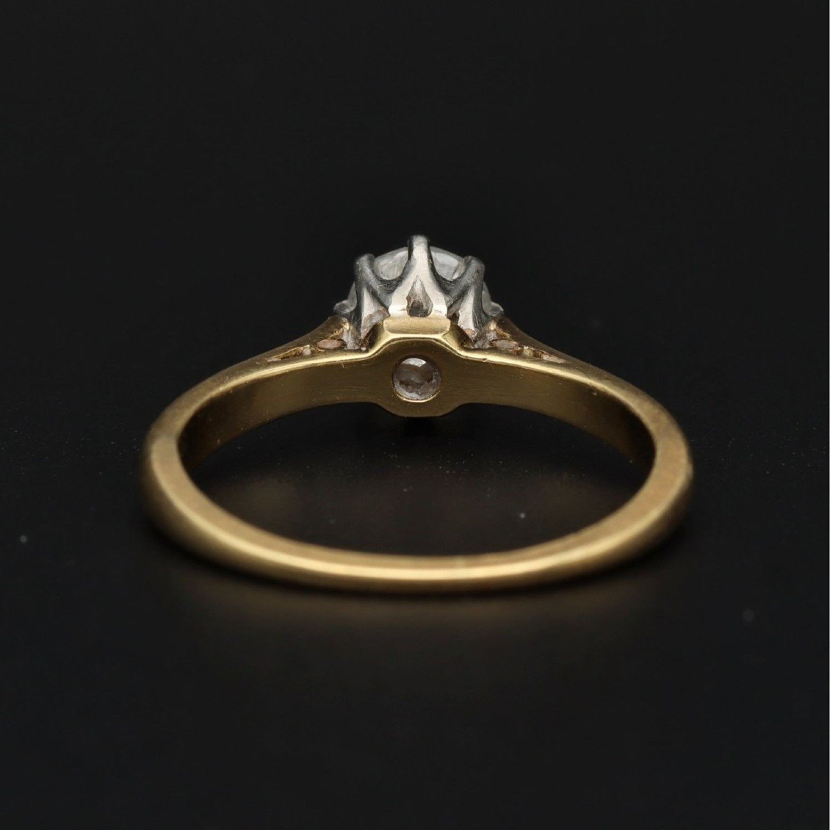 Edwardian 18ct Gold Diamond Solitaire Ring-photo-2