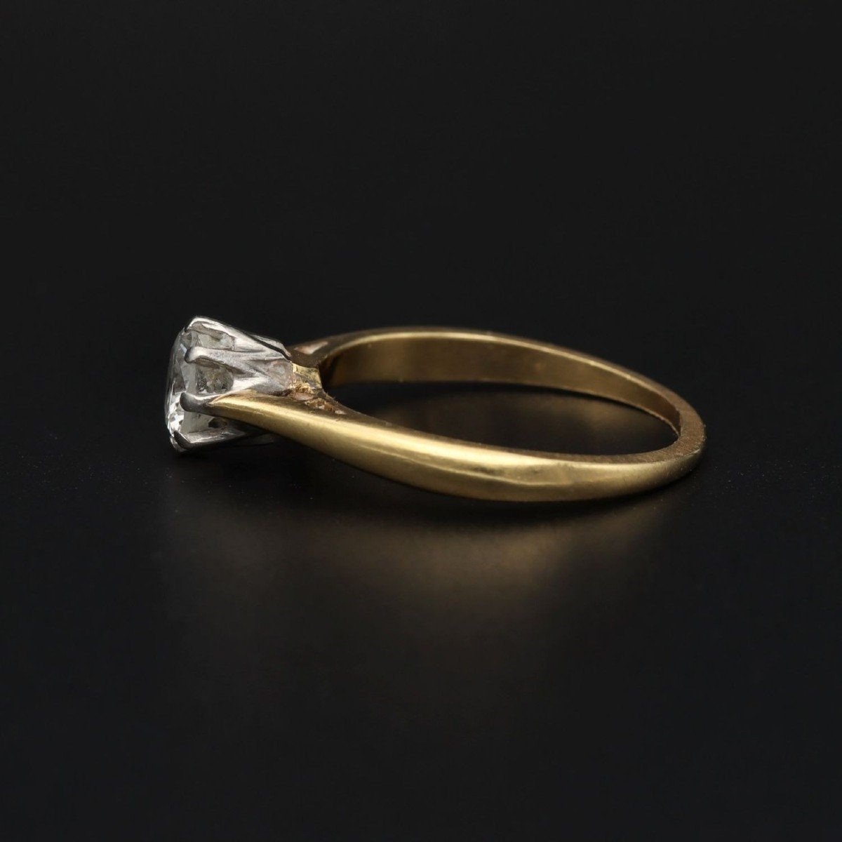 Edwardian 18ct Gold Diamond Solitaire Ring-photo-4