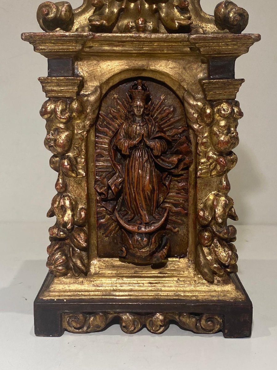 A 18th Century German Giltwood & Carved Religious Fragment Immaculate Conception-photo-4