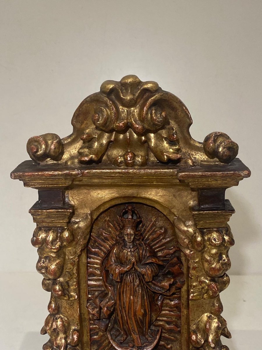 A 18th Century German Giltwood & Carved Religious Fragment Immaculate Conception-photo-3