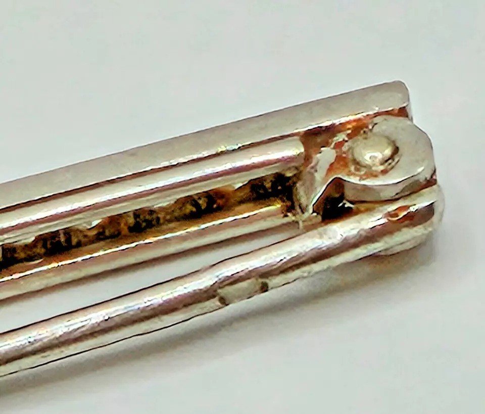 A Signed Cartier Paris Art Deco Platinum & Diamond Pin / Brooch, Circa 1920's.-photo-3