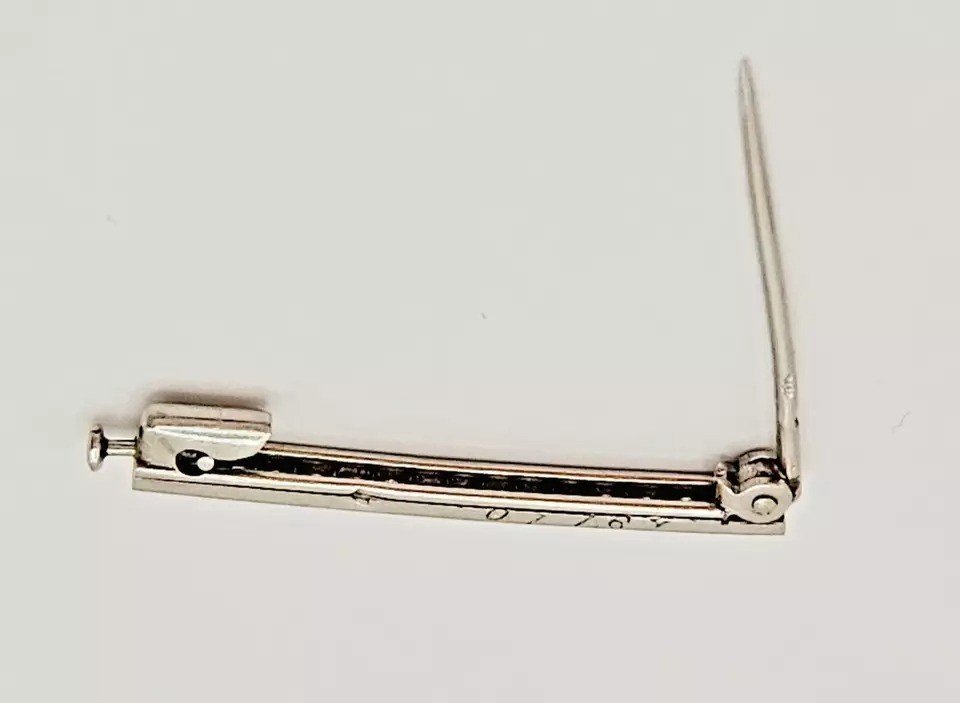 A Signed Cartier Paris Art Deco Platinum & Diamond Pin / Brooch, Circa 1920's.-photo-8