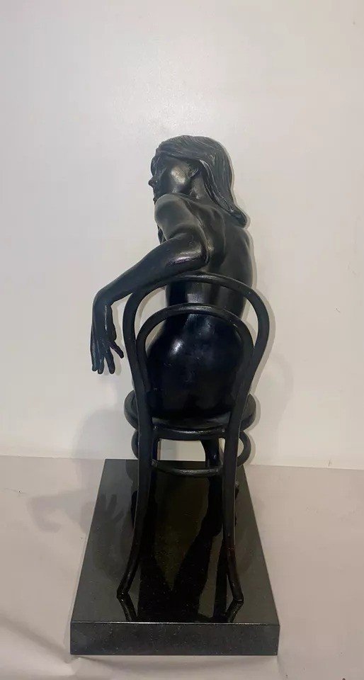 A Bronze Study Of A Nude Woman Seated With Long Flowing Hair By Ronald Cameron-photo-3