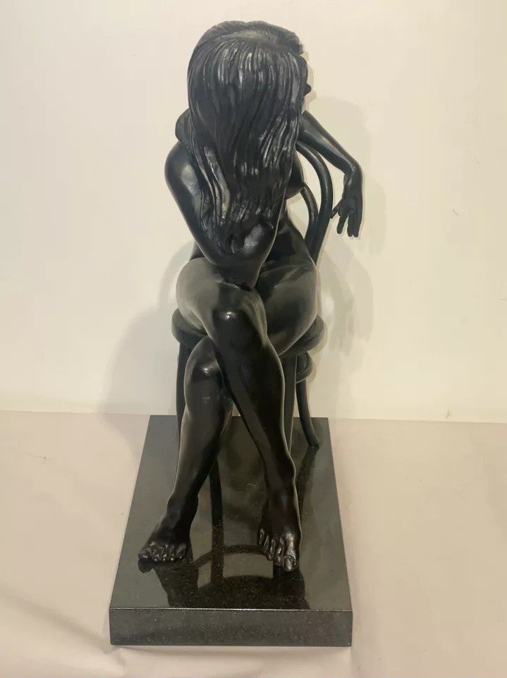 A Bronze Study Of A Nude Woman Seated With Long Flowing Hair By Ronald Cameron-photo-5