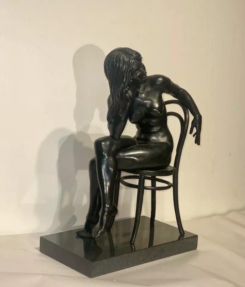 A Bronze Study Of A Nude Woman Seated With Long Flowing Hair By Ronald Cameron-photo-6