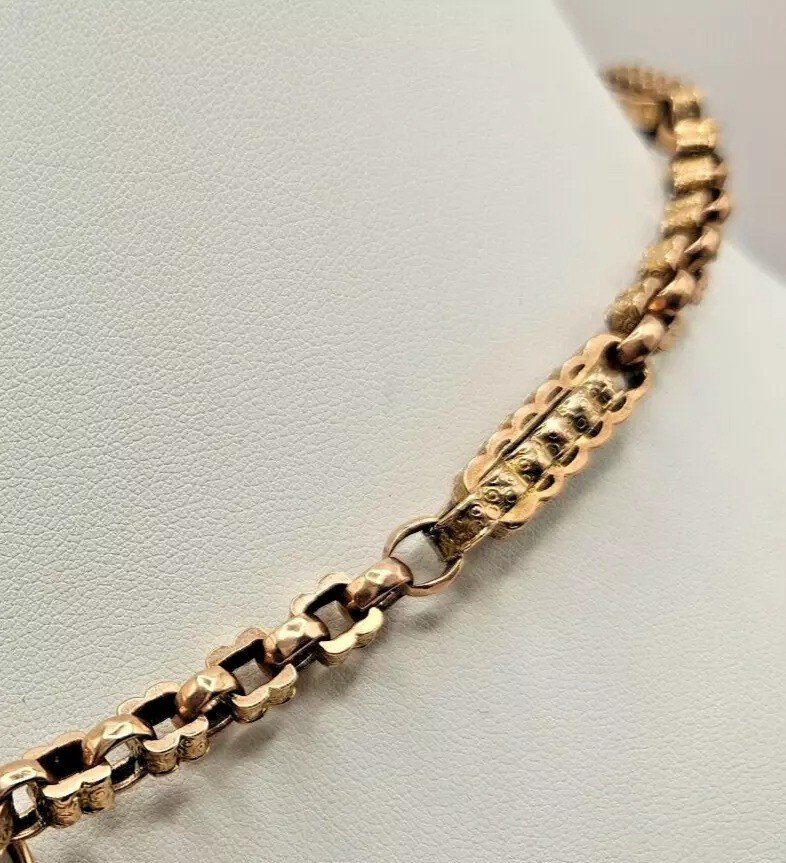 A Victorian Heavy 9ct Rose Gold Albert Watch / Neck Chain With Fancy Links 42gr-photo-2