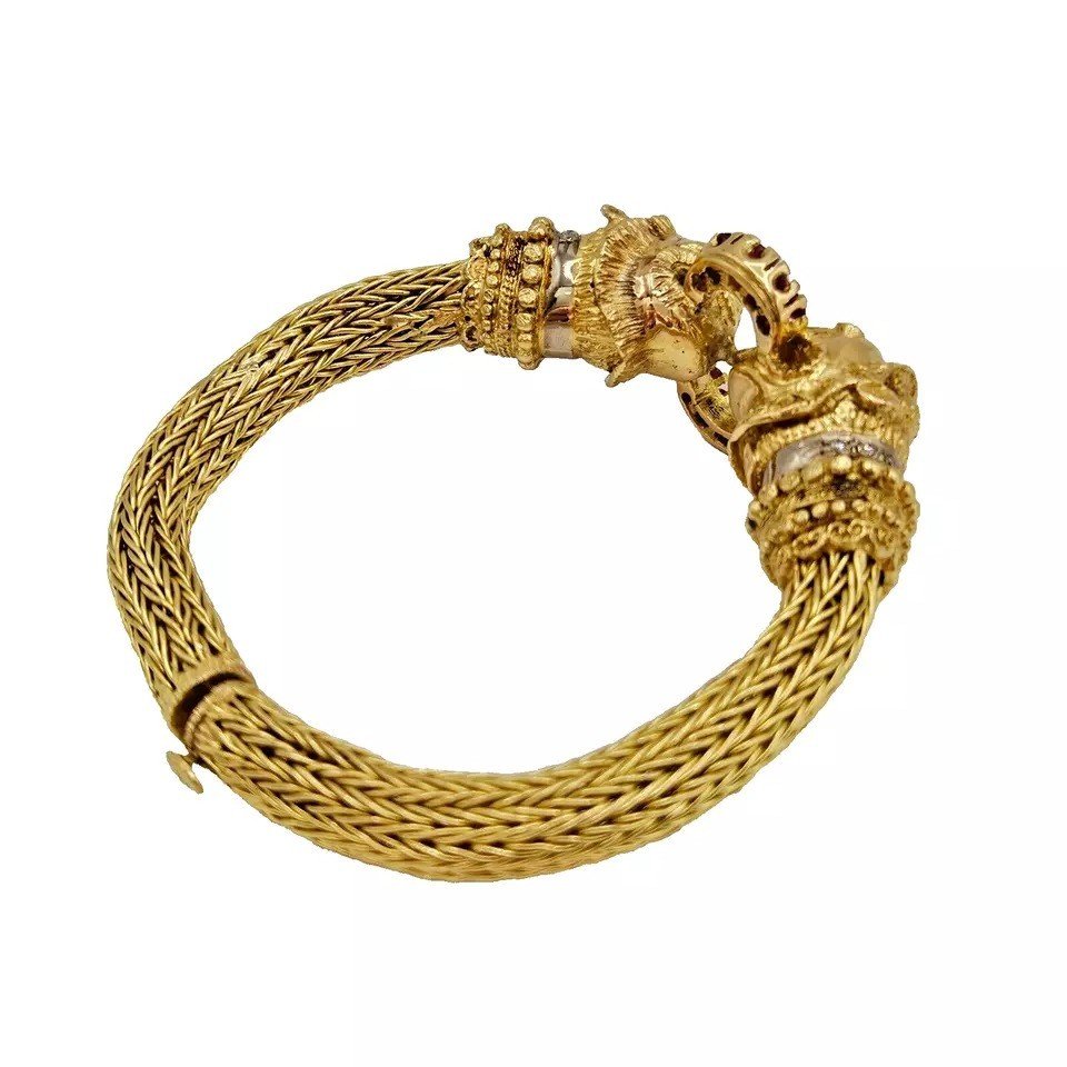 Bracelet Jonc Chimère Ilias Lalaounis En Or Jaune 18 Carats, Rubis Et Diamants-photo-2