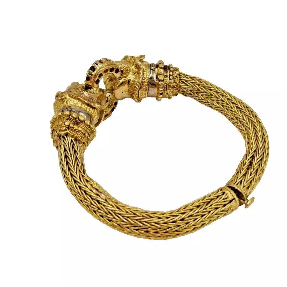 Bracelet Jonc Chimère Ilias Lalaounis En Or Jaune 18 Carats, Rubis Et Diamants-photo-3