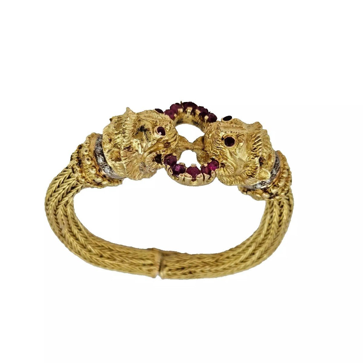 Bracelet Jonc Chimère Ilias Lalaounis En Or Jaune 18 Carats, Rubis Et Diamants