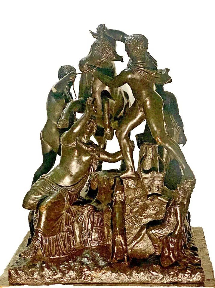 Grand Groupe De Sculptures En Bronze Italien Du XIXe Siècle. Le Taureau Farnèse-photo-4