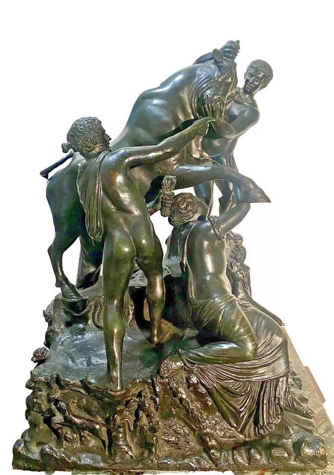 Grand Groupe De Sculptures En Bronze Italien Du XIXe Siècle. Le Taureau Farnèse-photo-4