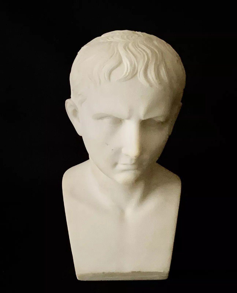 Antique 19th C Roman Emperor Augustus Avgvstvs Caesar Marble Bust