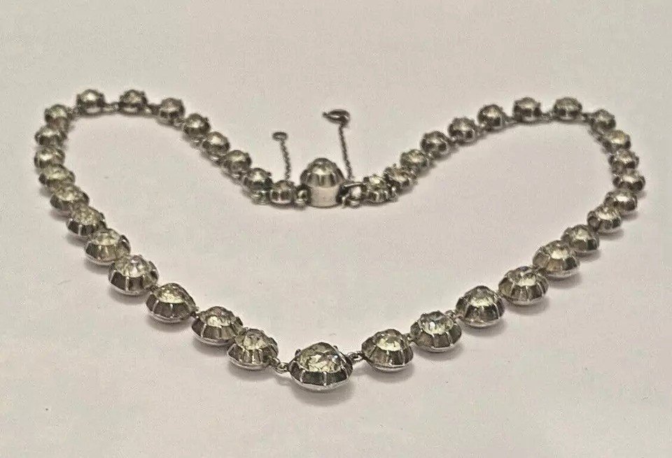 An Antique Georgian Silver & Paste Rivière Necklace 15" A Nice Example-photo-6