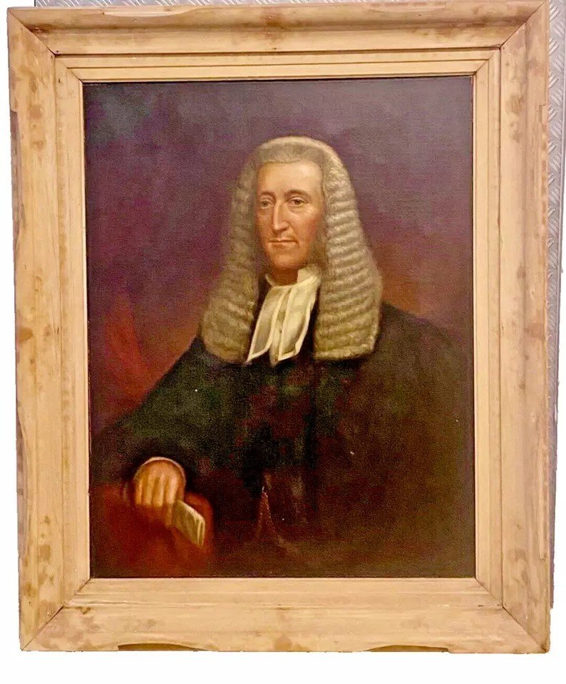 A Large Late 18th C Antique Portrait Oil Painting Of A English Clergy Man-photo-1