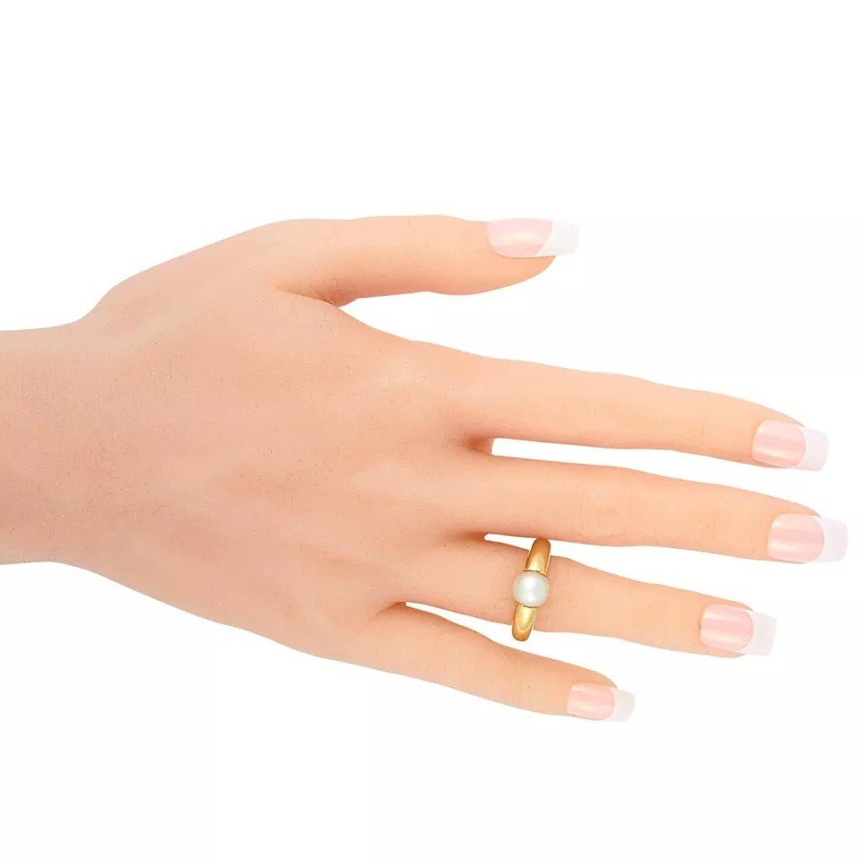 Bague Cartier Paris Perla Vintage Originale En Or Jaune 18 Carats Et Perle Naturelle-photo-2