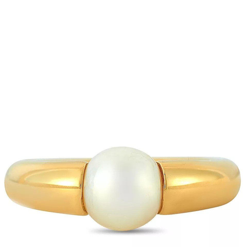 Bague Cartier Paris Perla Vintage Originale En Or Jaune 18 Carats Et Perle Naturelle-photo-4