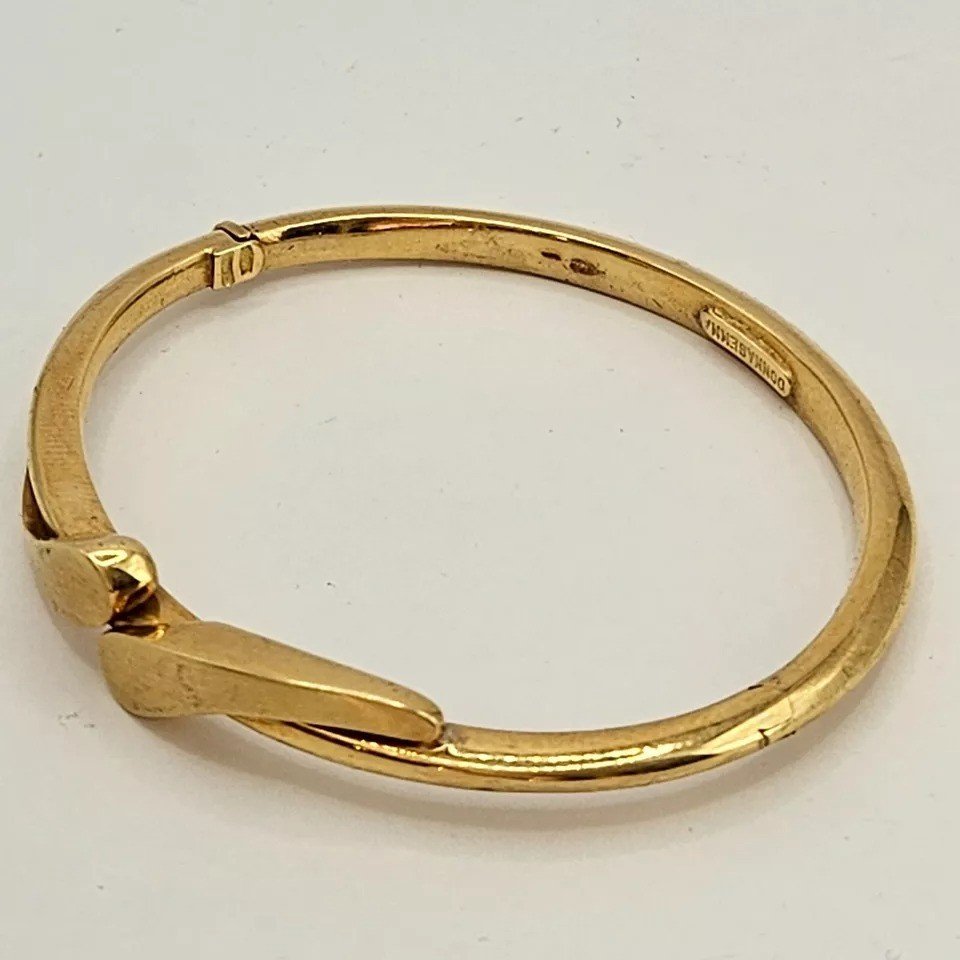 A Vintage Donnagemma Solid 18k Gold Bangle Bracelet-photo-4