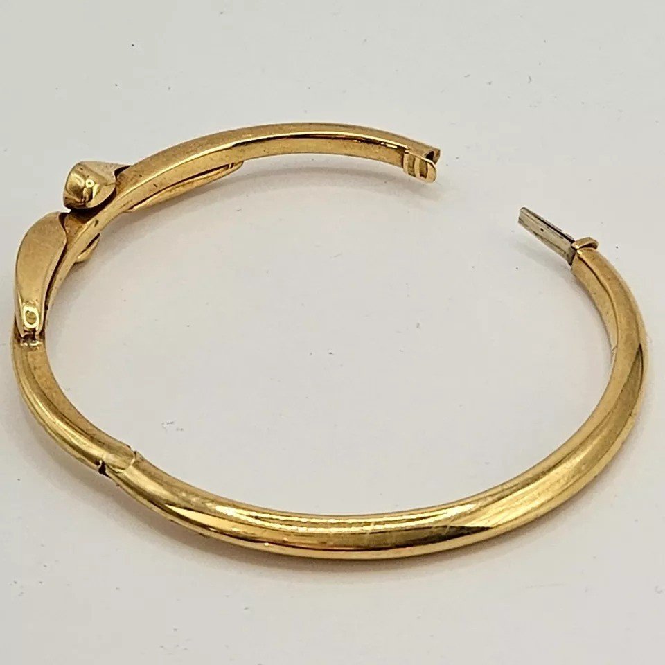 A Vintage Donnagemma Solid 18k Gold Bangle Bracelet-photo-4