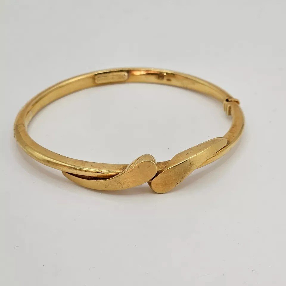 A Vintage Donnagemma Solid 18k Gold Bangle Bracelet-photo-5