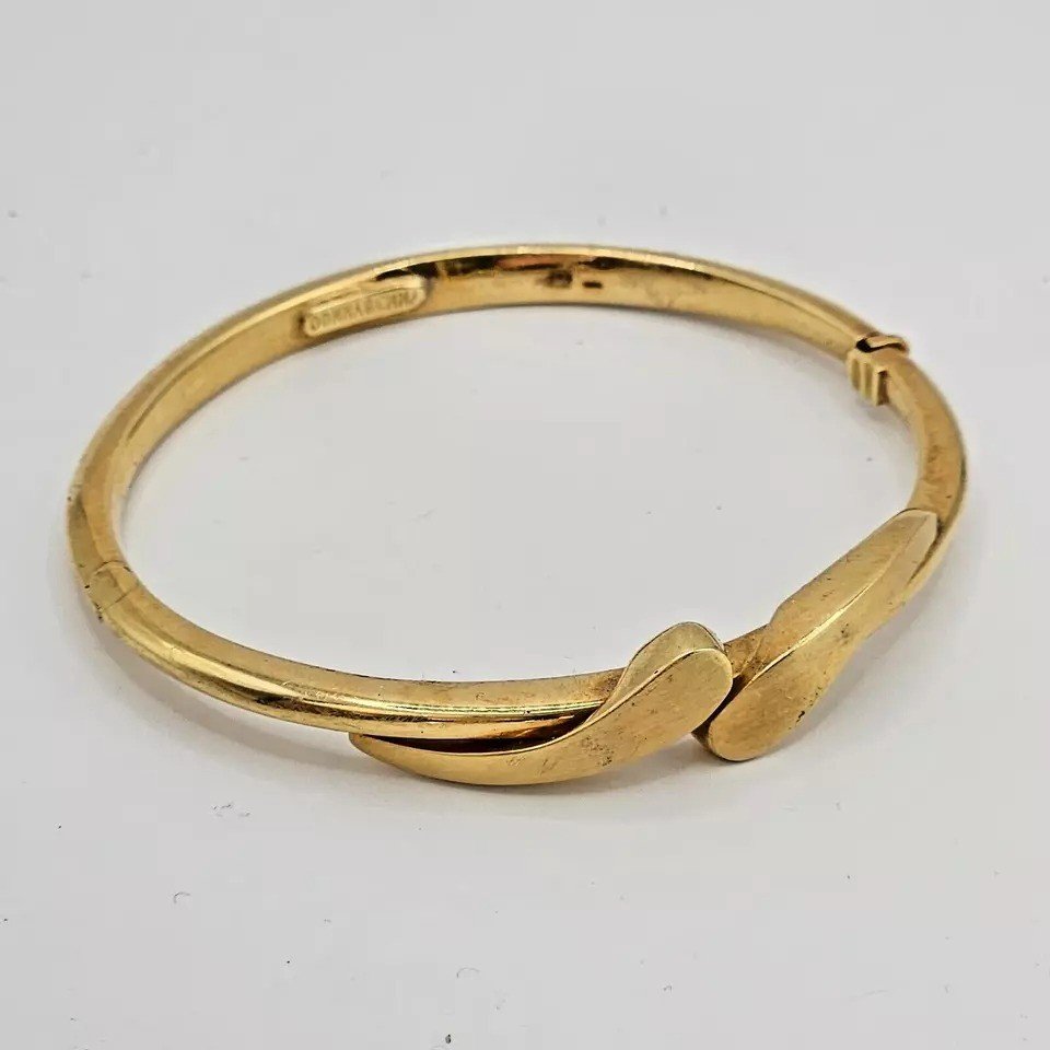 A Vintage Donnagemma Solid 18k Gold Bangle Bracelet-photo-6