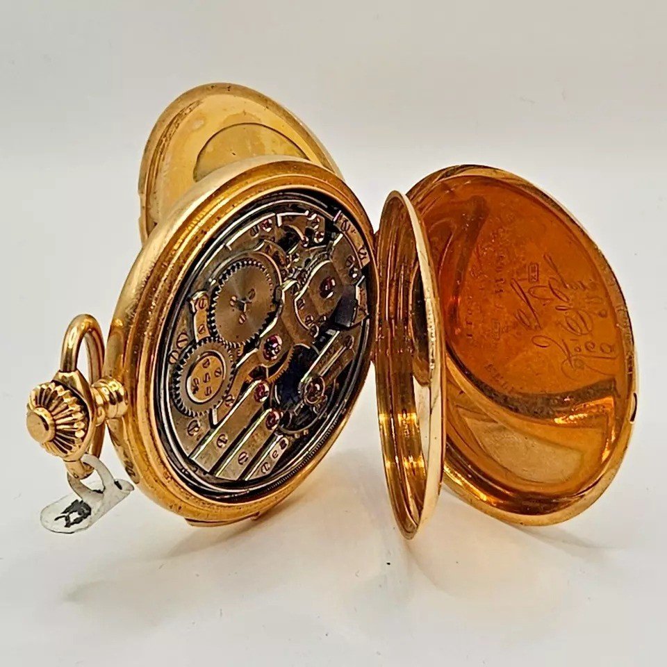 A Complicated 5 Minute Repeater 18k Gold Full Hunter Pocket Watch J Dauer Geneve-photo-2