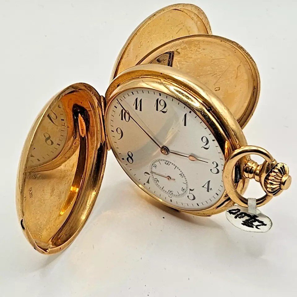 A Complicated 5 Minute Repeater 18k Gold Full Hunter Pocket Watch J Dauer Geneve-photo-3