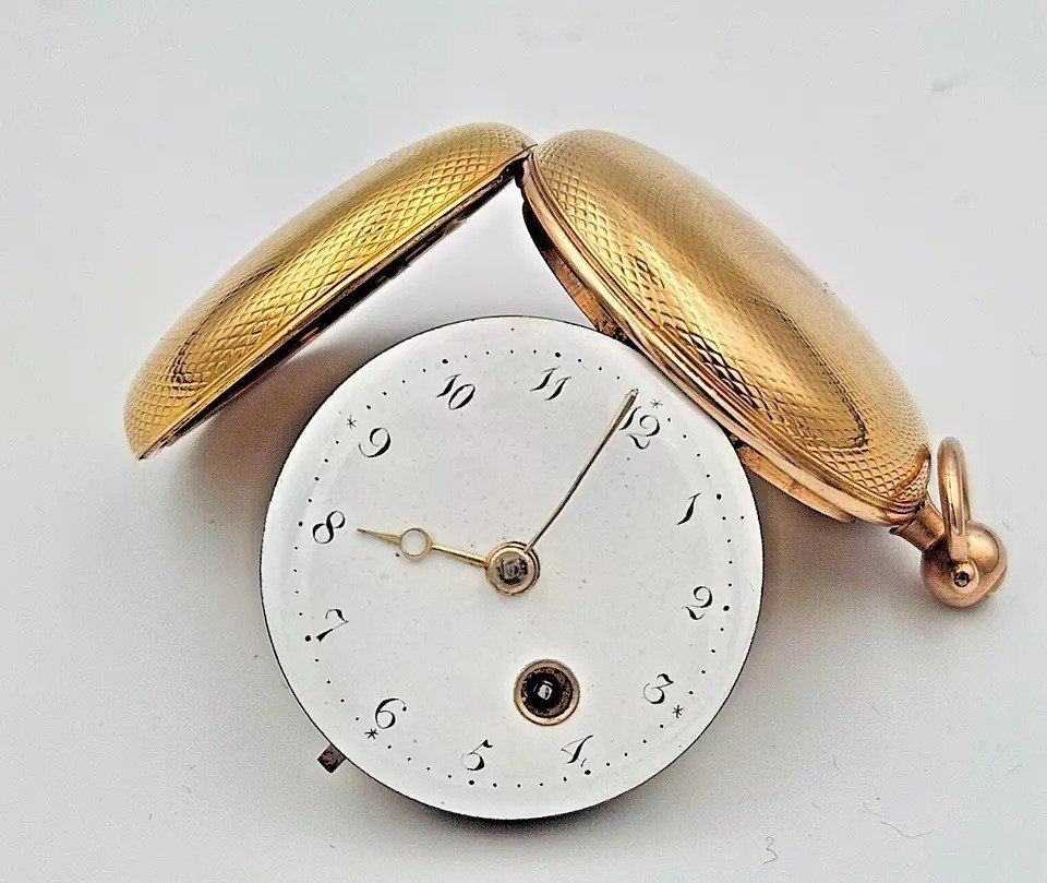 A Fusee 18k Gold Verge Full Hunter Pocket Watch By J Lyndsey Antique Ca 1840's-photo-8